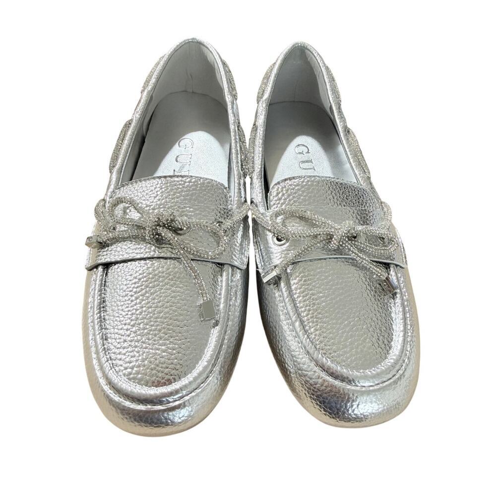 NEW Guess LaVonta3 Women's Penny Loafas Color: Silver Metallic Size 5.5